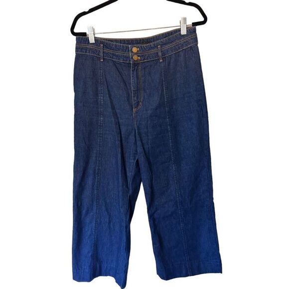 Ann Taylor High Rise WideLeg Cropped Jeans Blue Size 10 Y2k barbie - Picture 1 of 10